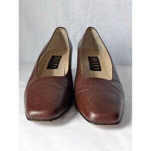 Amalfi Italy Shoes Womens Size 8.5B Brown Pump Leather Italian Low Heels Brown